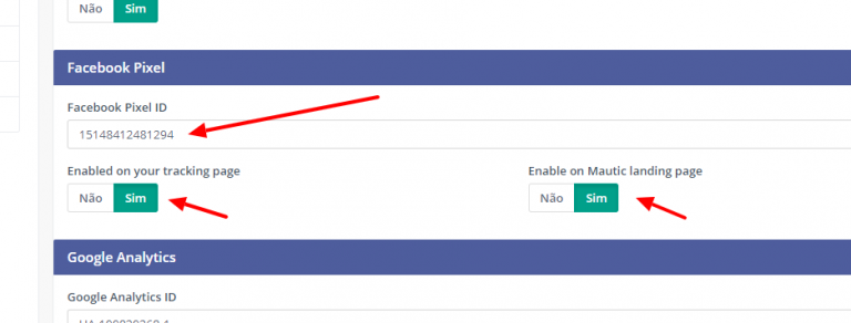 Configurações do Mautic com Facebook Ads