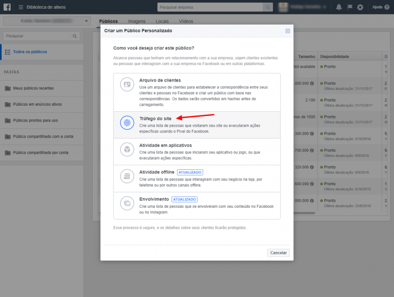 Novo Público Personalizado Mautic com Facebook Ads
