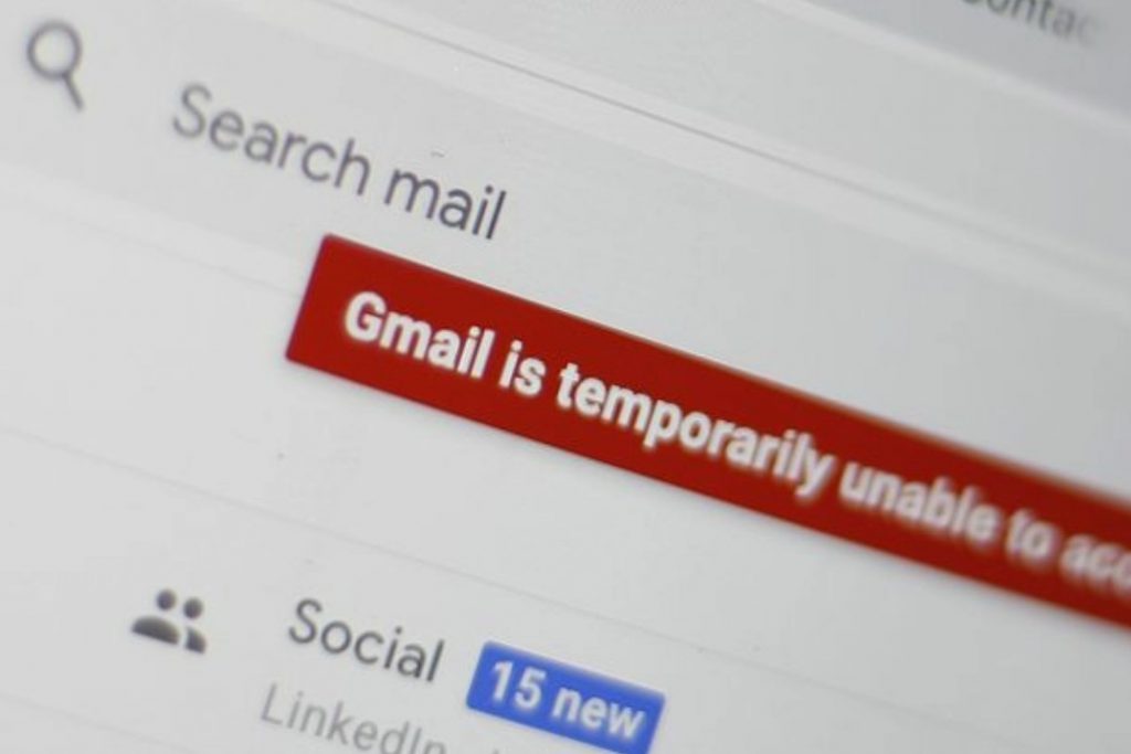 Google gmail fora do ar