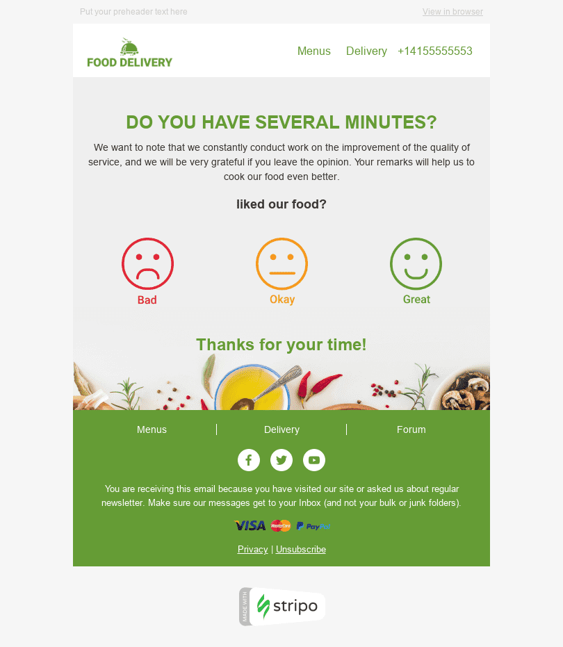 78293 Stripo Food Trigger newsletter Survey Feedback Chef kitchen email web