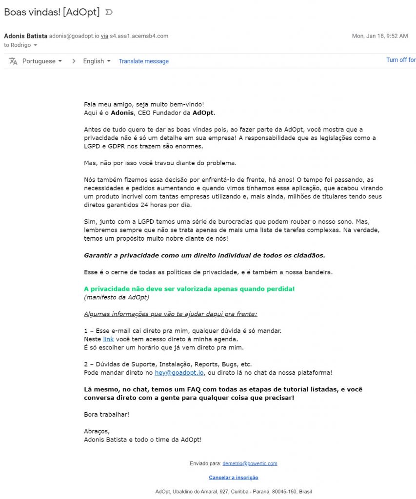 Exemplo de Email Marketing de Boas Vindas UOL