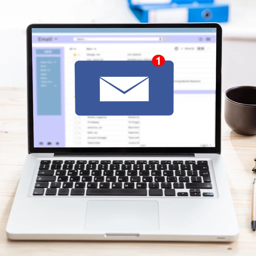 Imagem mostra notificação de novo email na caixa de entrada