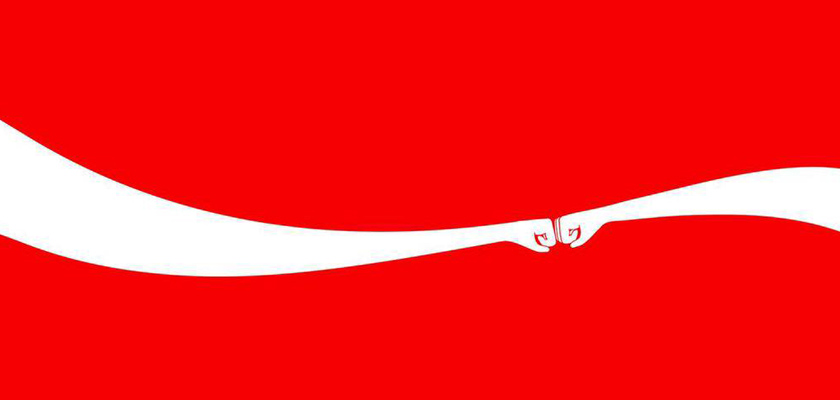 Campanha em fundo vermelho e grafismo em onda que remete à marca da Coca Cola é exemplo de branding, um dos termos do dicionário de marketing digital