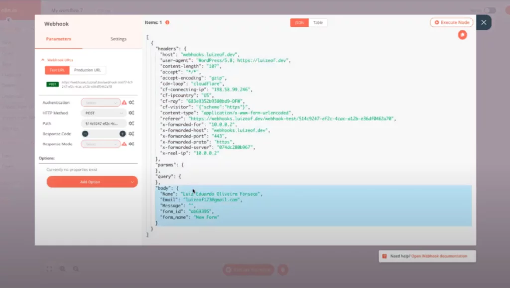 Visualização de dados no n8n em formato JSON permite manipulação via código